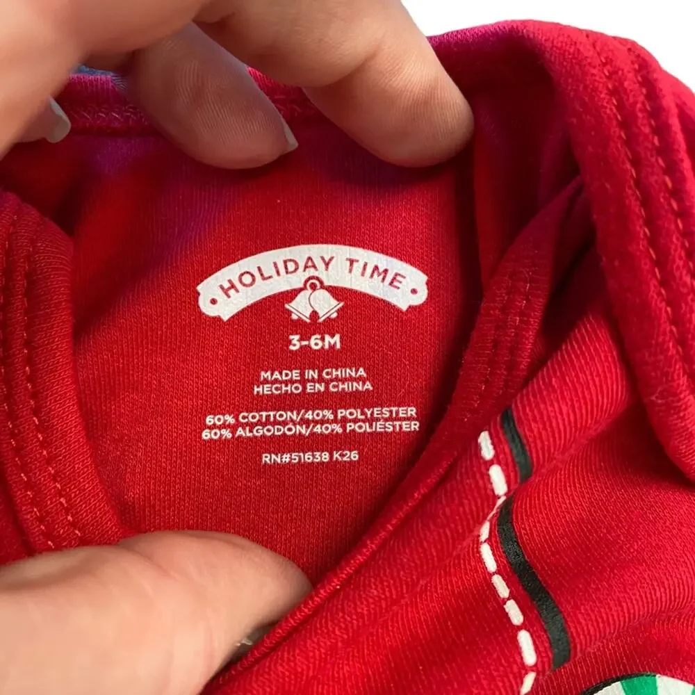 Santa One Piece Long Sleeve Christmas Holiday 3-6 Months